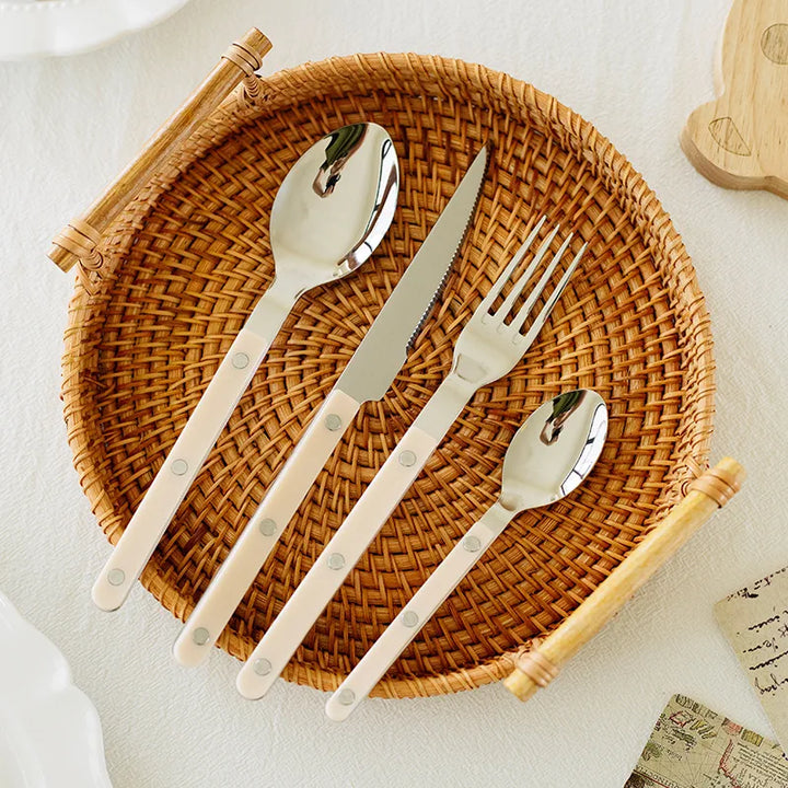 BistroLine | Service de Couverts 24 Pièces avec Gravure Élégante