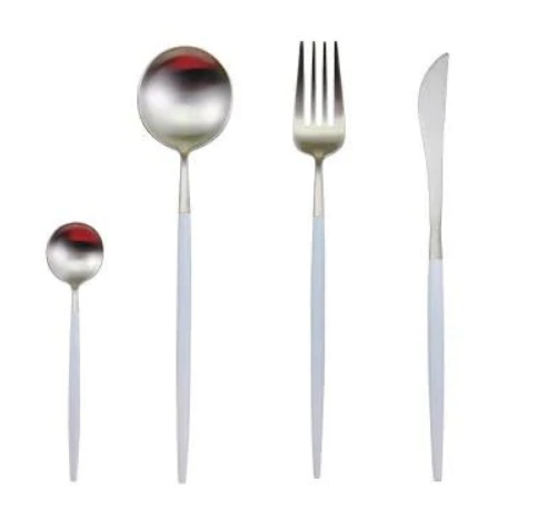 RoyalGlow Set de Couverts 24 Pièces | Acier Inox Doré et Argent Élégant