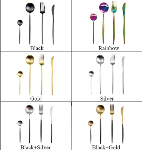 RoyalGlow Set de Couverts 24 Pièces | Acier Inox Doré et Argent Élégant