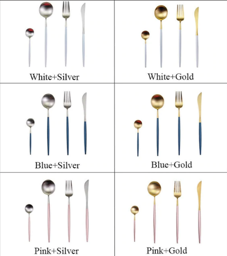 RoyalGlow Set de Couverts 24 Pièces | Acier Inox Doré et Argent Élégant