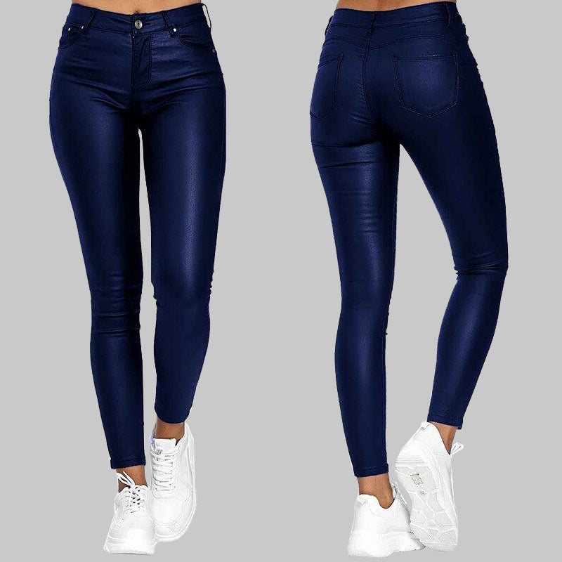 Margaux Pantalon Slim En Cuir Stretch Taille Haute | Élégance & Confort