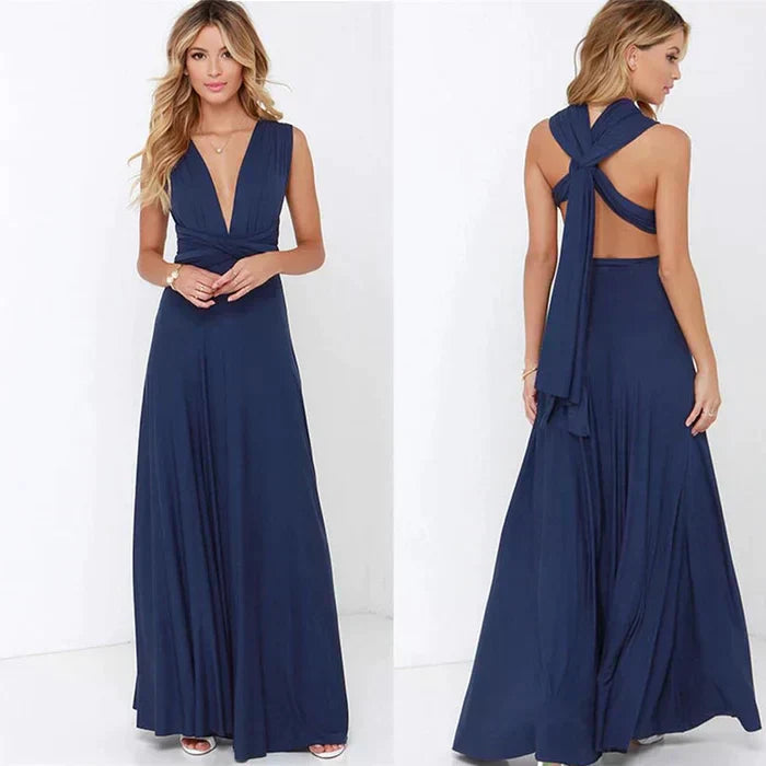 Eliane Robe portefeuille pour femme | Robe midi avec décolleté en V & ceinture à nouer en silhouette fluide