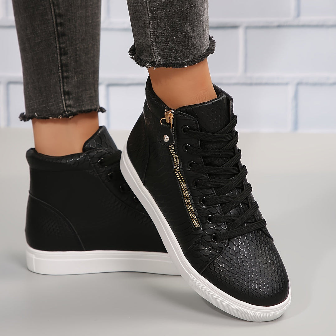 Nomi | Baskets hautes casual pour femmes avec fermeture éclair - robustes & à la mode