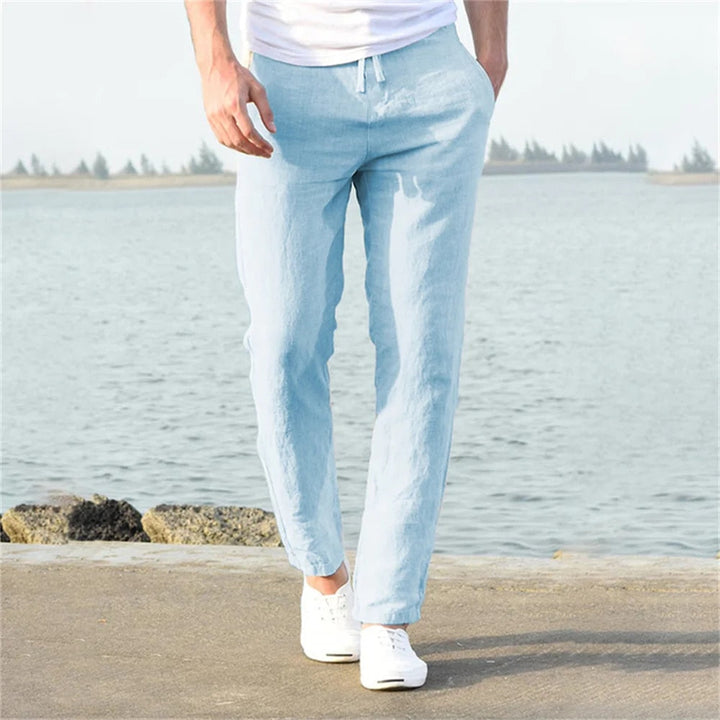 Pantalon en lin pour hommes avec coupe droite et poches | Confort estival et allure soignée