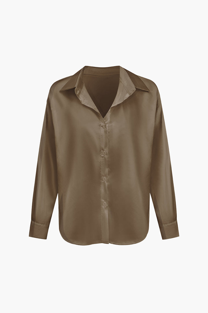 Blusa de satén Lillian para mujer | Camisa elegante de manga larga, corte holgado y diseño atemporal