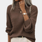 Jersey de cuello alto de punto con mangas abullonadas para mujer - Otoño
