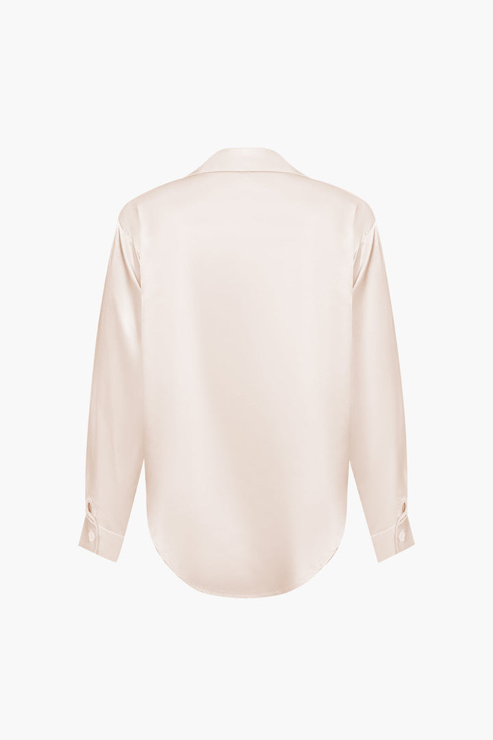 Blusa de satén Lillian para mujer | Camisa elegante de manga larga, corte holgado y diseño atemporal