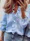 FrenchLauren - blusa casual de manga larga, cuello en V, especial para otoño