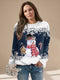 Jersey navideño para mujer con diseño de muñeco de nieve | Prenda festiva para las fiestas | Cuello redondo, mangas largas, corte holgado