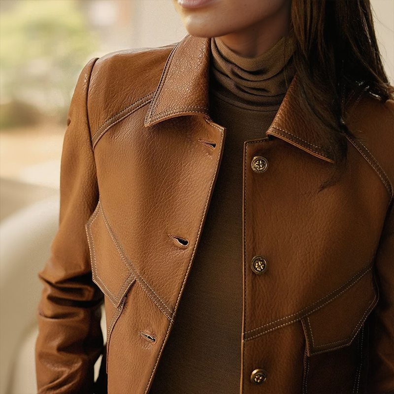Anita | Veste en Cuir Élégante pour Femme – Intemporelle & Sophistiquée