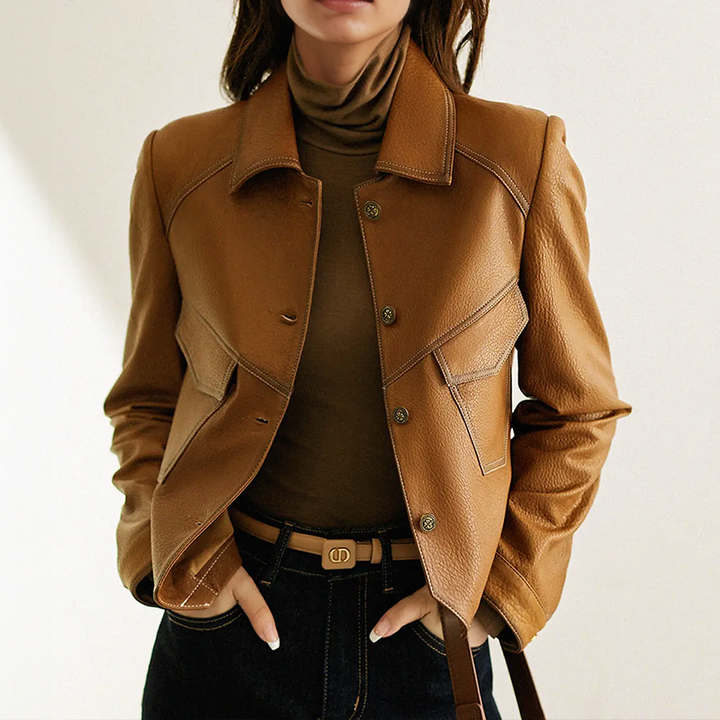 Anita | Veste en Cuir Élégante pour Femme – Intemporelle & Sophistiquée