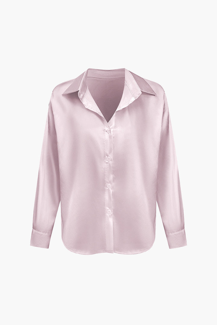 Blusa de satén Lillian para mujer | Camisa elegante de manga larga, corte holgado y diseño atemporal