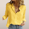 Chemise en lin jaune pour femme, décontractée et élégante