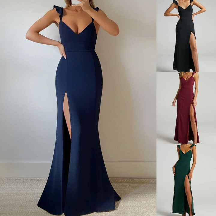 Paulinha Robe russe pour femmes | Bretelles spaghetti froncées et manches sans manches