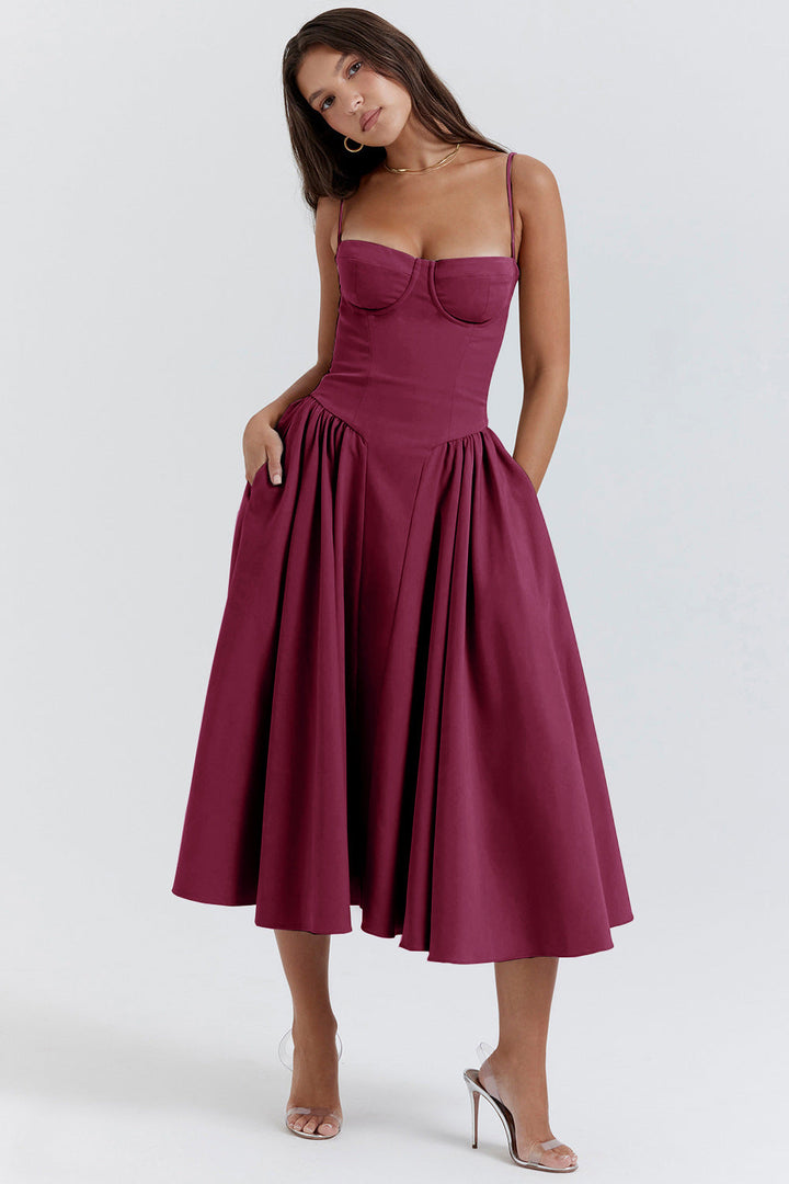 Élodie Grace Robe d'été pour femme | Robe corset élégante avec bretelles & jupe évasée