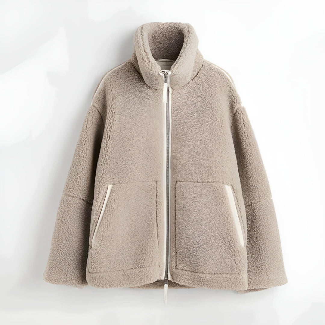 Camila | Veste Oversized en Teddy Fleece avec Col Montant