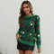 Jersey navideño para mujer - Jersey verde de punto jacquard decorado con motivos festivos