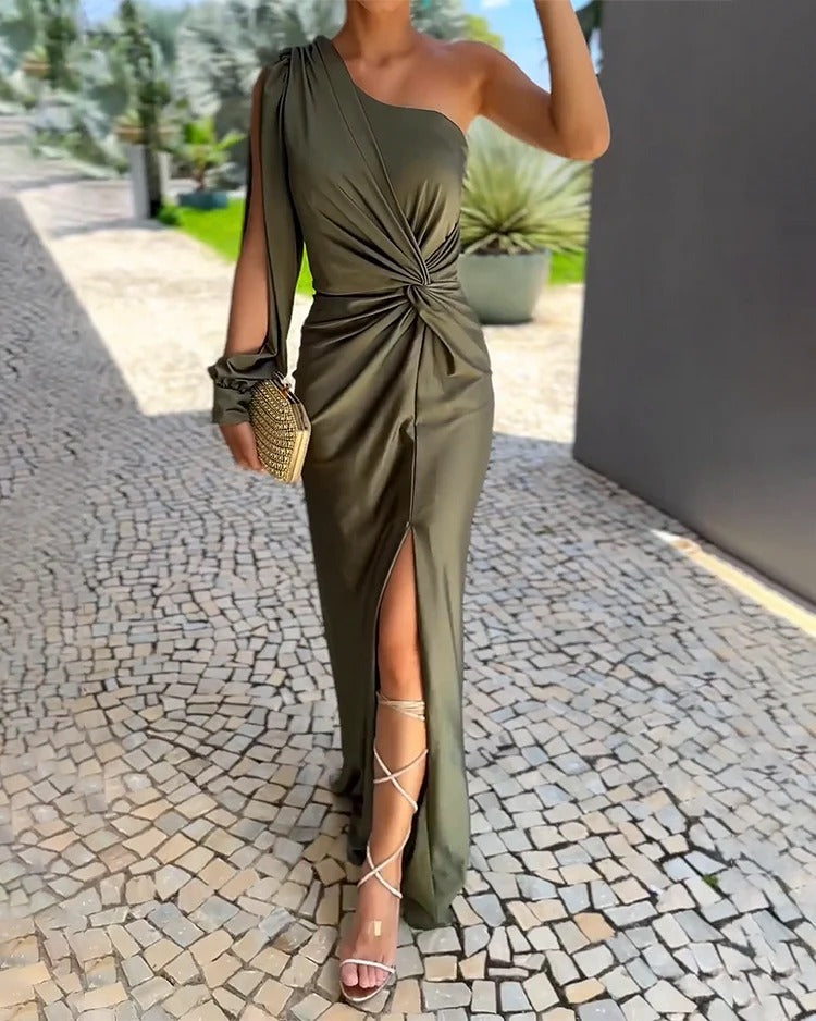 Sirena | Robe Élégante en Satin à Un Épaule, Conception Moderne et Confort