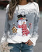 Sweat décontracté de Noël avec impression de bonhomme de neige