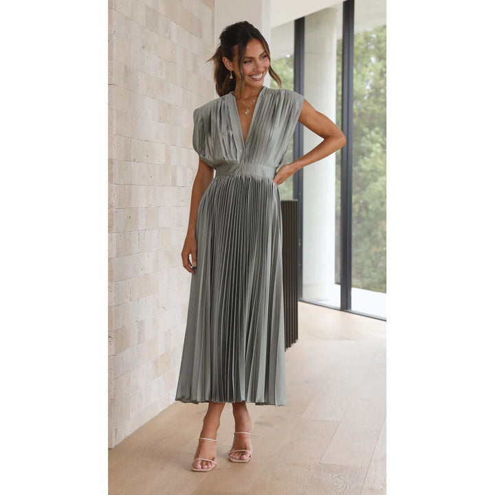 Michela | Robe midi plissée raffinée avec décolleté en V