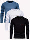 T-shirt à manches longues pour hommes, 100% coton, respirant, décontracté, à col rond et imprimé Paris, parfait pour le printemps et l'automne.