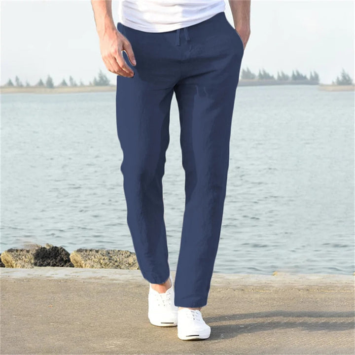 Pantalon en lin pour hommes avec coupe droite et poches | Confort estival et allure soignée