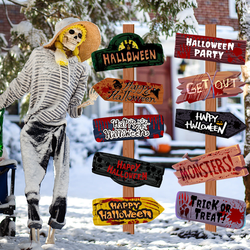 Ensemble de 10 Panneaux Halloween – Décoration Effrayante Réutilisable pour Fête