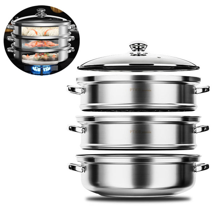 NutriSteam Cuiseur Vapeur 3 Couches | Acier Inox Multi-Étages pour Cuisine Saine