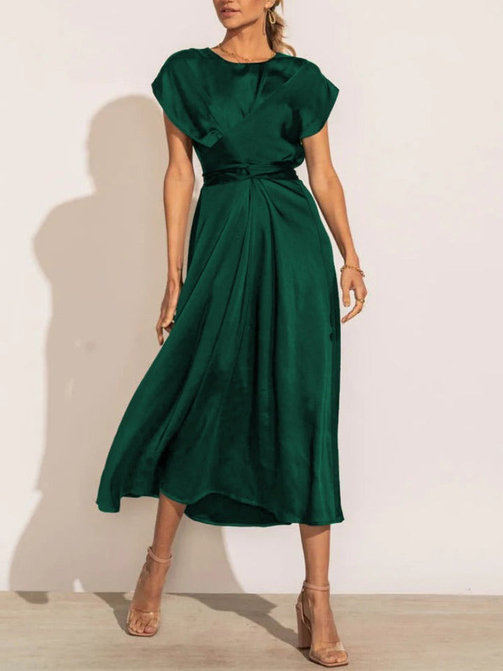 Claire Robe Midi Élégante en Soie pour Femme | Chic & Raffinée