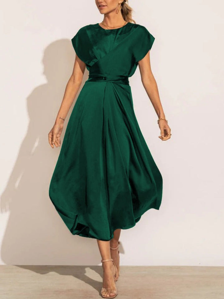 Claire Robe Midi Élégante en Soie pour Femme | Chic & Raffinée