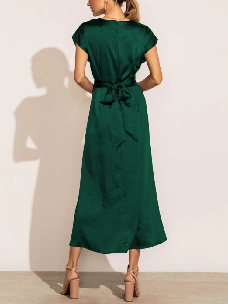 Claire Robe Midi Élégante en Soie pour Femme | Chic & Raffinée