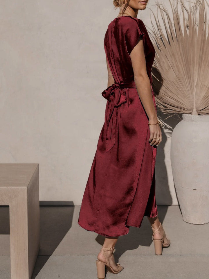 Claire Robe Midi Élégante en Soie pour Femme | Chic & Raffinée