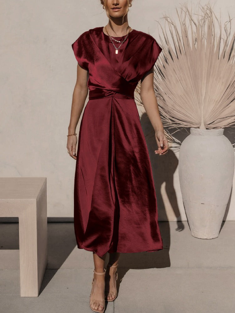 Claire Robe Midi Élégante en Soie pour Femme | Chic & Raffinée
