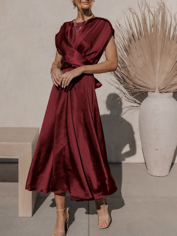 Claire Robe Midi Élégante en Soie pour Femme | Chic & Raffinée