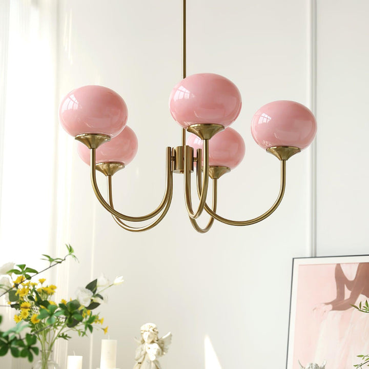 Lustre Moderno em Latão | Iluminação de Teto Elegante com Globos em Vidro