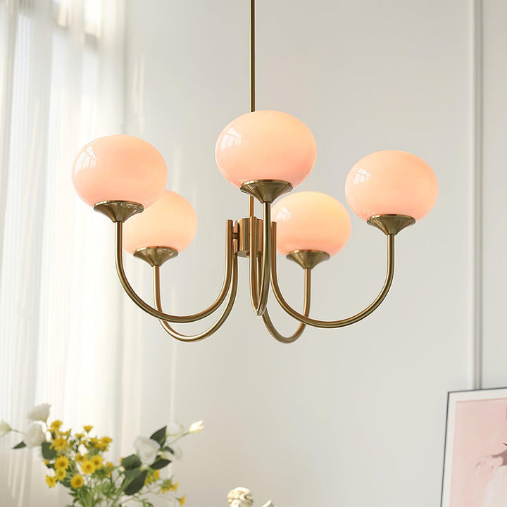 Lustre Moderno em Latão | Iluminação de Teto Elegante com Globos em Vidro