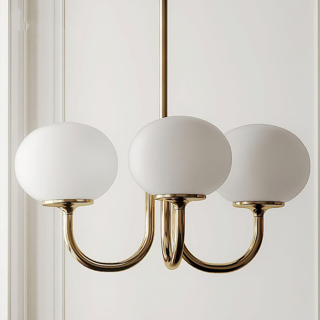 Lustre Moderno em Latão | Iluminação de Teto Elegante com Globos em Vidro