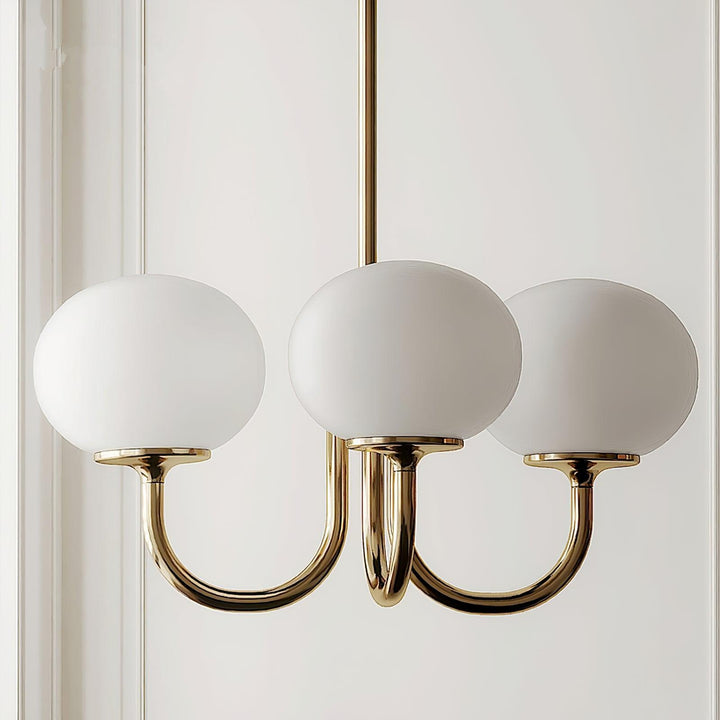 Lustre Moderno em Latão | Iluminação de Teto Elegante com Globos em Vidro