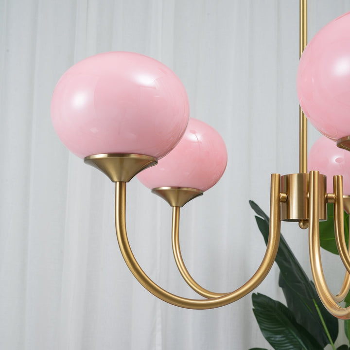 Lustre Moderno em Latão | Iluminação de Teto Elegante com Globos em Vidro