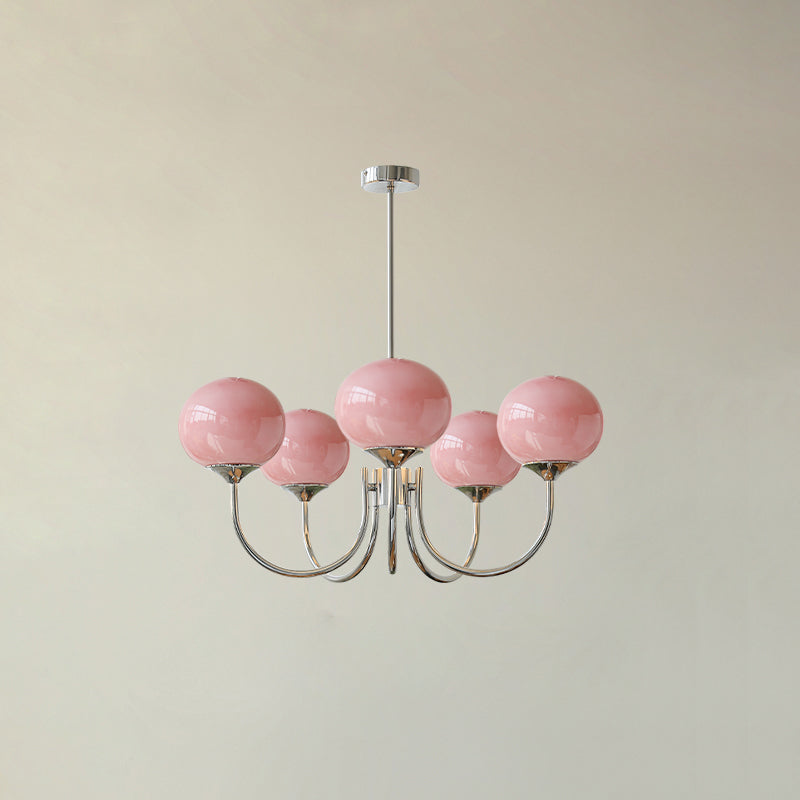 Lustre Moderno em Latão | Iluminação de Teto Elegante com Globos em Vidro