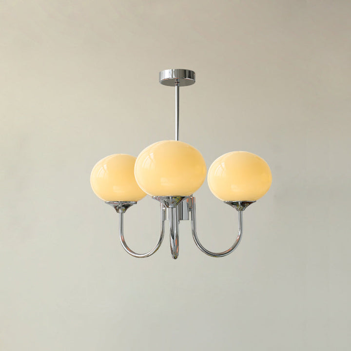 Lustre Moderno em Latão | Iluminação de Teto Elegante com Globos em Vidro