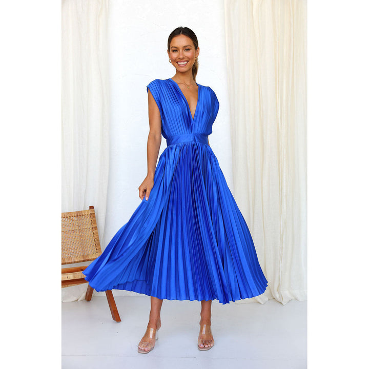 Michela | Robe midi plissée raffinée avec décolleté en V