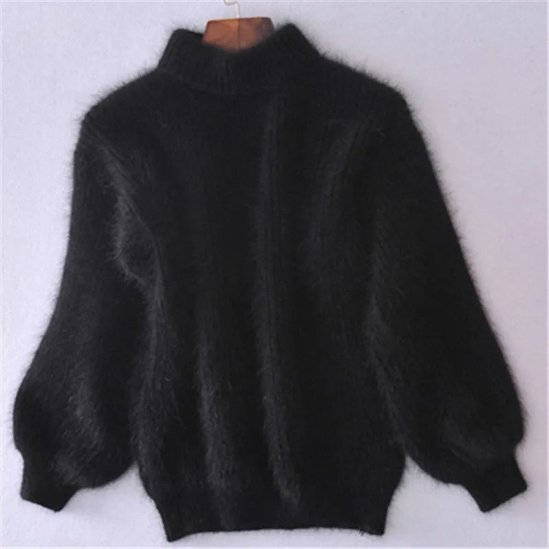Sif Pull Vintage en Angora à Col Roulé | Maille Lâche, Confortable & Élégant