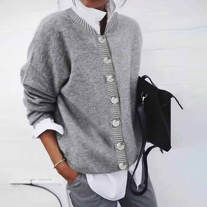 Ninon Pull Gris Uni | Manches Longues en Coton Mélangé Doux