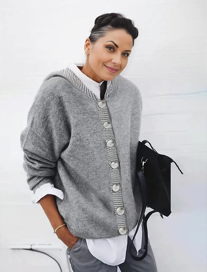 Ninon Pull Gris Uni | Manches Longues en Coton Mélangé Doux