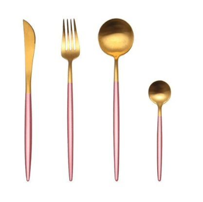 RoyalGlow Set de Couverts 24 Pièces | Acier Inox Doré et Argent Élégant
