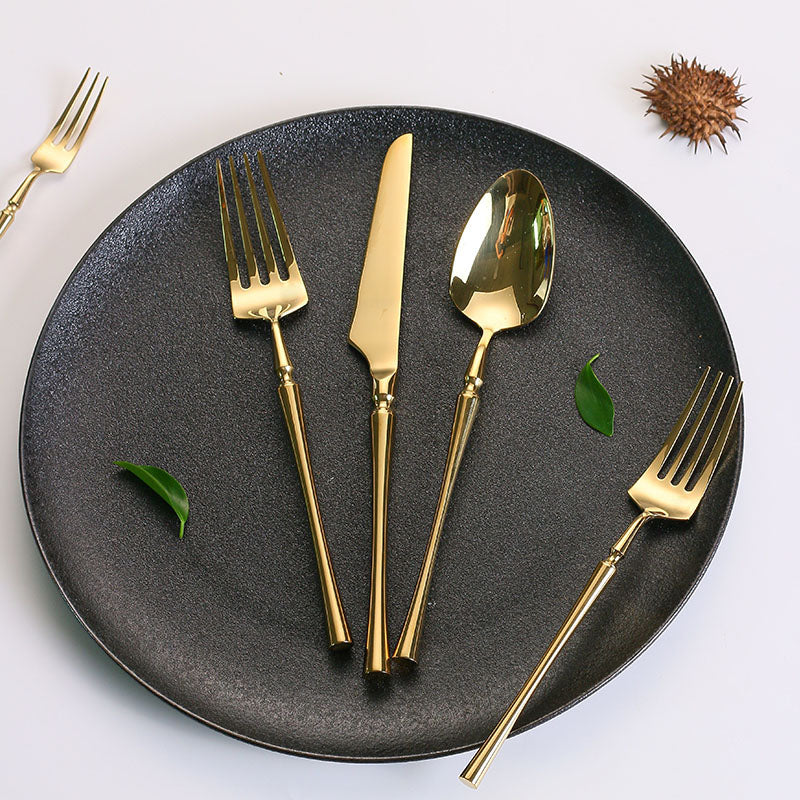 PureSet Set de Couverts 24 Pièces | Acier Inox Noir Élégant pour Tous les Repas