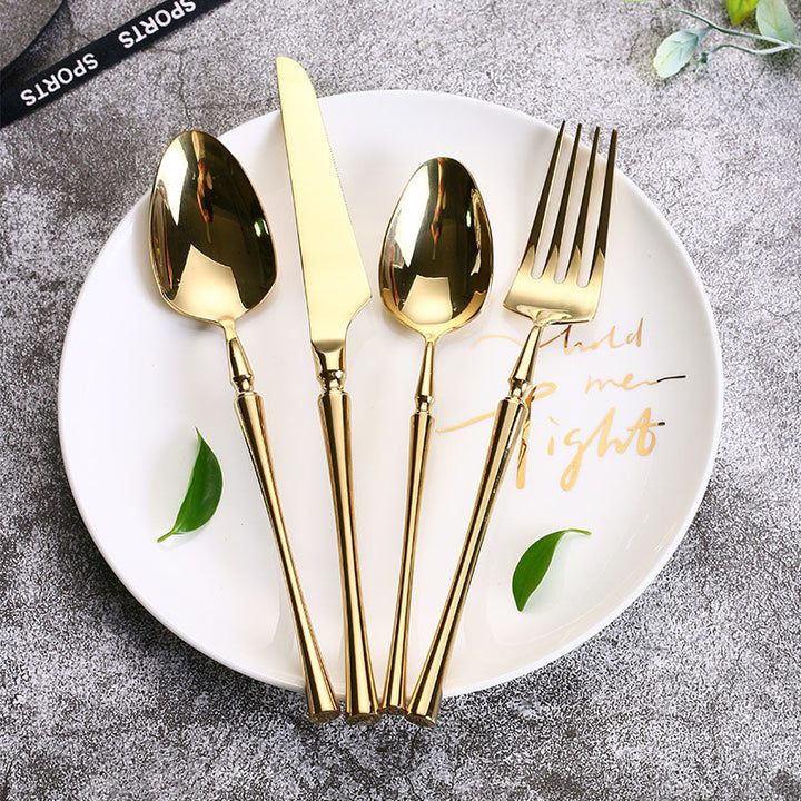 PureSet Set de Couverts 24 Pièces | Acier Inox Noir Élégant pour Tous les Repas