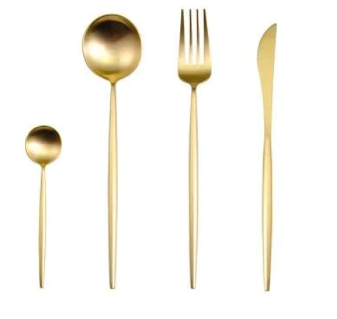 RoyalGlow Set de Couverts 24 Pièces | Acier Inox Doré et Argent Élégant