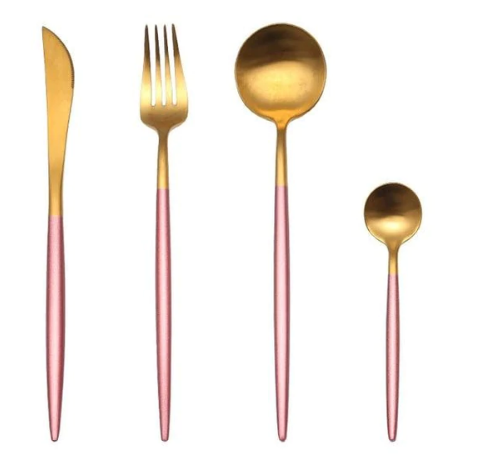 RoyalGlow Set de Couverts 24 Pièces | Acier Inox Doré et Argent Élégant